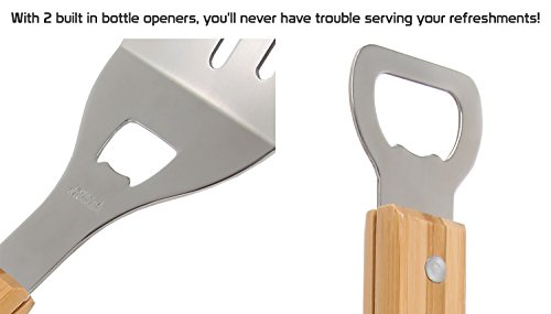 Upright Bass Wooden Accessories Company Grill Spatula - Wood Grill Spatula with Laser Engraved Design - Long Stainless Steel BBQ Spatula