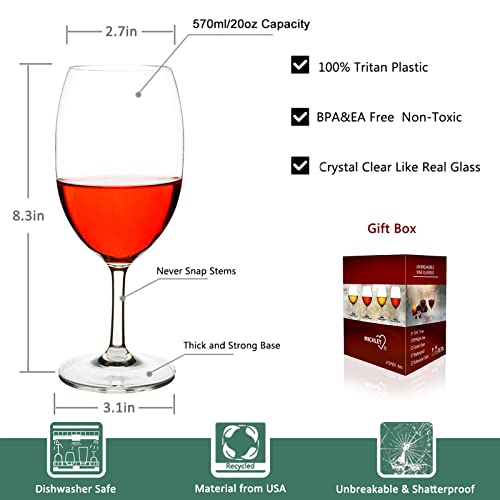 MICHLEY Unbreakable Wine Glasses, 100 Tritan Plastic Shatterproof