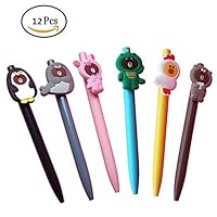 12Pcs/Lot Cute Creative Black Ink Pen Bear Duck Penguin Gel Pens Lovely Animal Student Stationery