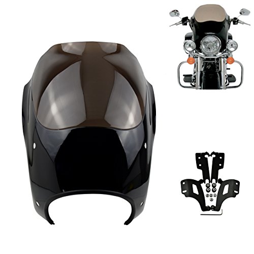Rebacker Motorcycle Windshield Shades Bullet Headlight Fairing W/Trigger Lock Mount Kit for Harley Touring Road King Custom Classic FLHRC