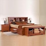 Prepac Monterey Cherry Queen Wood Platform Storage Bed 3 Piece Bedroom Set