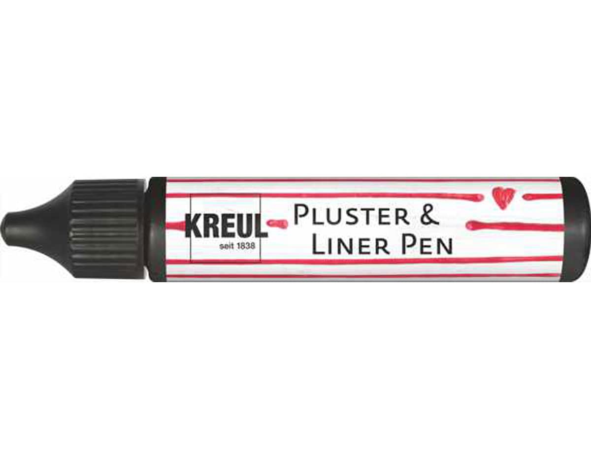 Kreul 49819 Pluster and Liner Pen Black, 29 ml, Pluster Paint for Decorating and Decorating, for Decorative Effects by Blowing Up in the Oven, with Iron or Hair Dryer