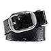 JASGOOD Women's Hollow Flower Cowhide Leather Belt With Alloy Buckle(Suit for waist size 25-34Inch,B-Black-1.5 Wide)