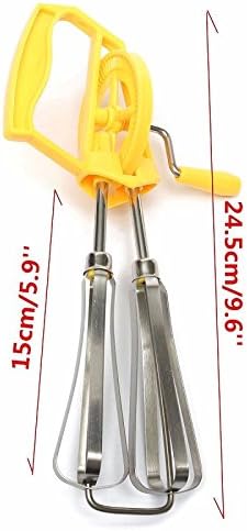 UsaN 1 pcs Rotary Handheld Whip Whisk Mixer Egg Beater Pancake Cream New Vintage Stainless Steel Kitchen Cooking Aid Baking Tools