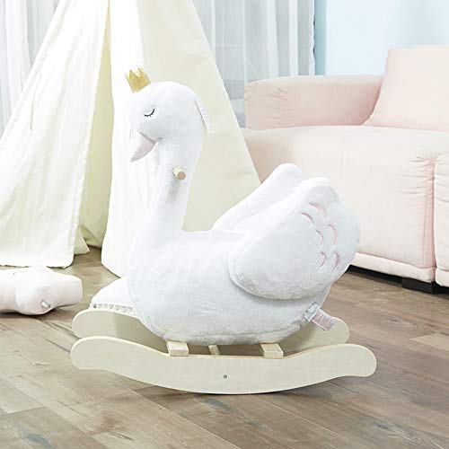 ZhaoXH-Schaukelpferd Baby Schaukelpferd Weiß Holz Schaukelstuhl Schwan Schaukelpferd Kind Schaukelspielzeug Säugling… – Bild 8