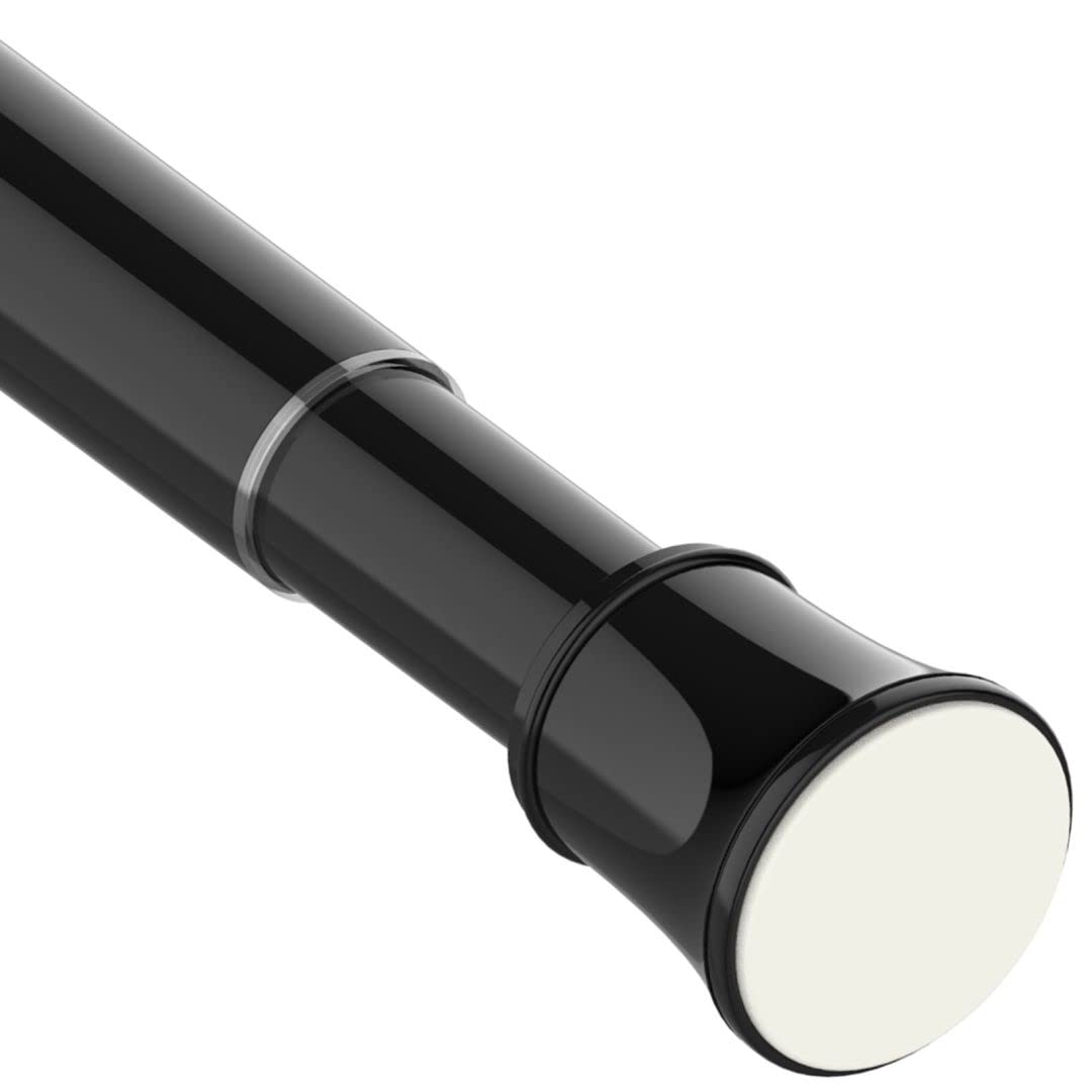 Shower Curtain Pole Extendable Curtain Rod Telescopic Spring Tension Rod Extendable Window Tension Rod Adjustable Curtain Pole No Screws for Kitchen,Closet, 85-160 cm (33.5-63.0"), Black