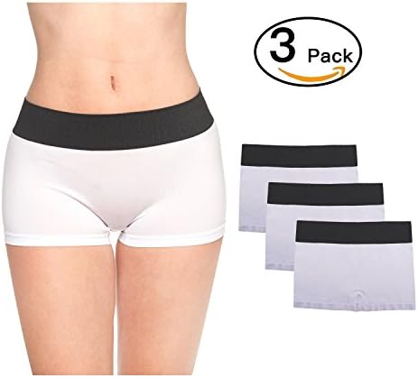LastFor1 Women Boxer Sport Underwear Comfort Utral Soft Warm Mid Rise Nylon Boyshorts Panties Briefs Plus Size Shorts 3 Pack White XXXL