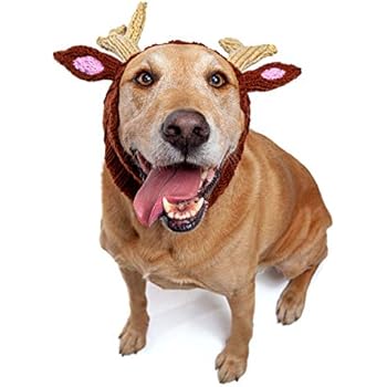 Zoo Snoods Reindeer Dog Costume - Neck and Ear Warmer Snood for Pets (Large)