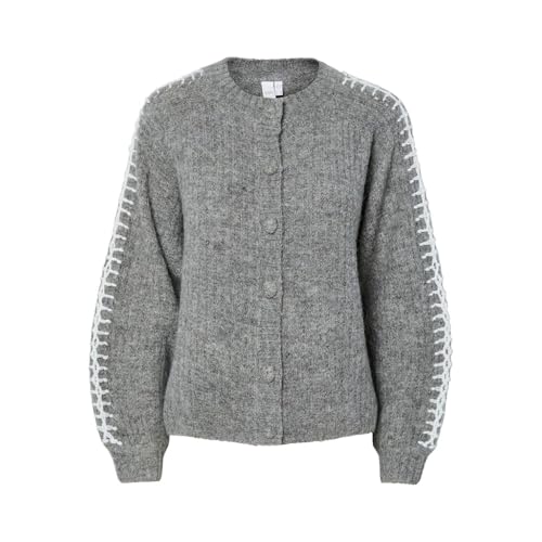 Y.A.S Yasolly LS Knit Cardigan S Noos, Melange Grigio Medio, M
