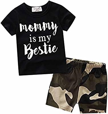 Baby Boys Short Sleeve Top Pants Outfit Clothes Set (12-18 Month, Black)