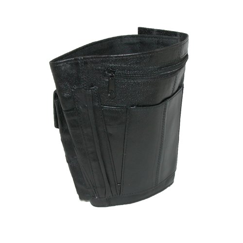 CTM Leather Travel Security Ankle Wallet, Black