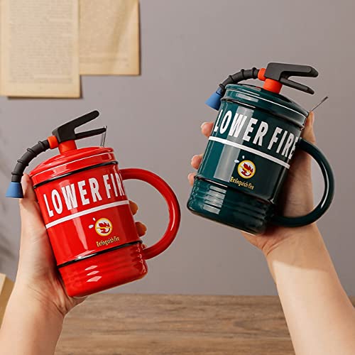 Oidium Creative Ceramic Mug, Shaped Like a Small Fire Extinguisher,Funny Mugs For Her,Gift for Friends,Her, Wife, Mom, Daughter, Sister, Aunt,Ceramic Coffee Cups 16oz (Red)