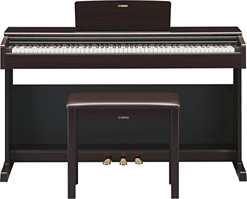 Yamaha Arius YDP-144 Console Digital Piano - Rosewood Bundle with Furniture Bench, Headphones, Keyboard Stickers, Instructional Book, Austin Bazaar Instructional DVD, and Polishing Cloth