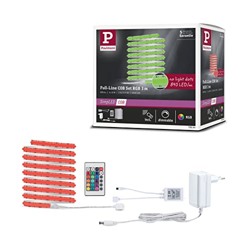 Paulmann 78864 SimpLED Strip LED Full-Line COB set completo 3m 22W 990lm 840LEDs/m RGB 24VA dimmerabile bianco metallo