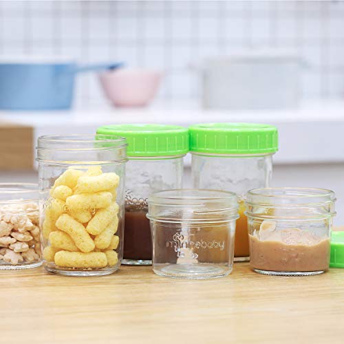 Glass Baby Food Storage Containers - Set Contains 4 Small Reusable 4oz Jars and 4 Large Reusable 8oz Jars with Airtight Lids and Waterproof Label - Thumbnail 4