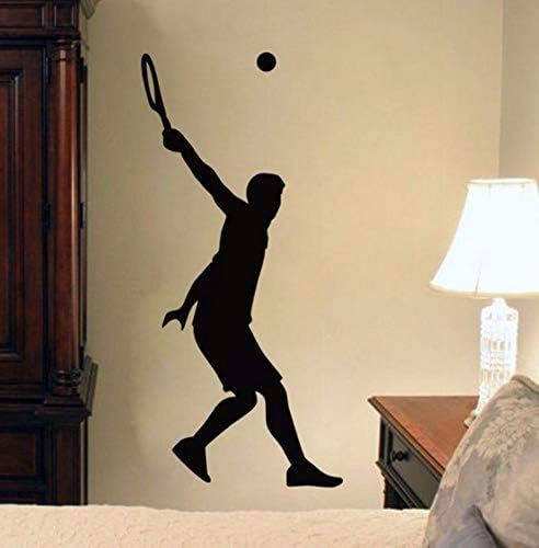 Amazon テニスサーブウォールステッカースポーツビニールデカール壁の装飾ベッドルームシルエット壁壁画44x95cm ウォールステッカー オンライン通販