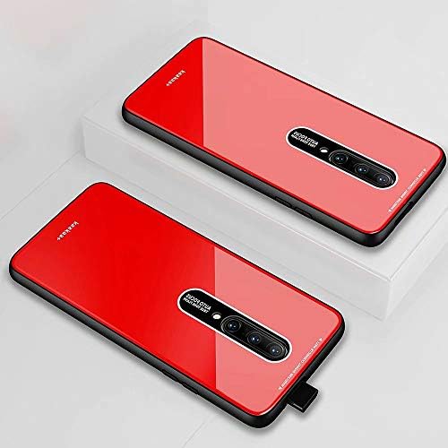 KSHOP Replacement for Case Oneplus 7 pro Cover 9H Tempered Glass Back Surrounded by Soft TPU Bumper Drop Protection - Red