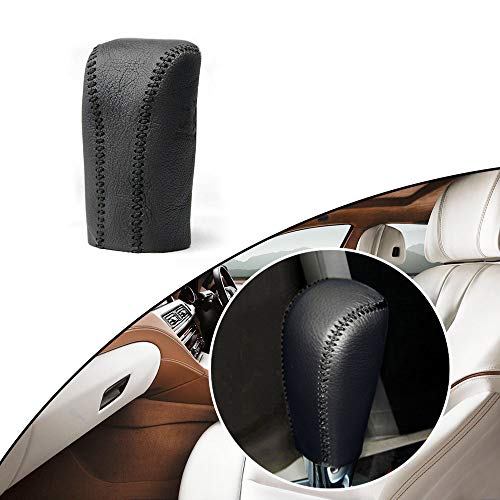 Maite Hand Sew Non-slip Leather Car Gear Shift Knob Cover Automatic Transmission for HYUNDAI Sonata 2009 Car Styling Black Line Type O
