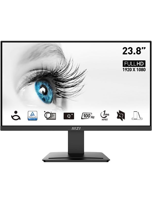MSI PRO MP2412DE 23,8 Zoll Full HD Office Monitor - 1920 x 1080 VA Panel, 100 Hz, augenfreundlich, VESA montierbar, Display Kit Support, neigbar - HDMI 1.4, DP 1.2a