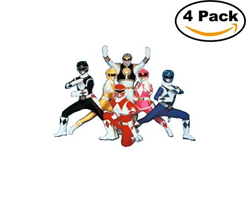Cartoon Comic Power Rangers 4 Vinyl Stickers 4X4 Inches Decal Bumper Window Wall