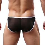 YiZYiF Men's Smooth Thin Bikini Brief Mesh Bulge Pouch Pants Underwear Black Large