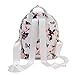 Women Girls Floral Printing PU Leather Shoulder Bag Backpack (White)