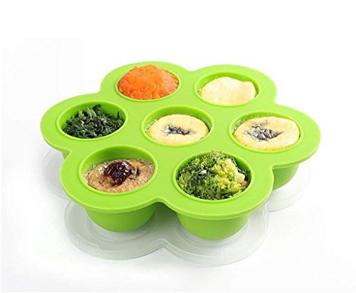 Silicone Egg Bites Molds Instant Pot Accessories, Fits Instant Pot 5,6,8 qt Pressure Cooker, 7Cups Baby Food Storage Freezer Trays with Silicone Clip-On Lid (7 Cups Green - 1 Pack) - Thumbnail 3