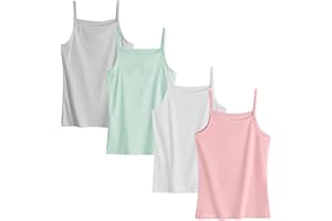 IQEBU Toddler Girl's Cotton Camisole Undershirts 3-4 Pack Cute Printed Tank Top Camis for 2T-7T