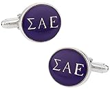Sigma Alpha Epsilon Purple Silver Cufflinks
