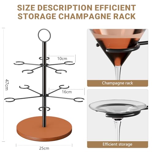 CLOPAE Torre de bebidas extraíbles, torre de champán, 2 estantes, 10 copas de Aperol Tower, soporte de árbol para fiestas, bodas, pubs, fiestas familiares