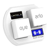 Fast Charging Station Compatible with Arlo Rechargeable Batteries, UMTELE Dual Charger Stand with LCD Display Compatible for Arlo Security Light & Arlo Pro & Arlo Pro 2 & Arlo Go Batteries - White