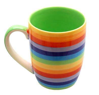 Windhorse Rainbow Striped Ceramic Coffee/Tea Mug (Hoops - Tall) (1 Piece)