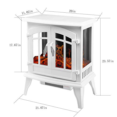 AuAg 21" 1500W Electric Log Fireplace Freestanding Heater Flames Infrared Quartz Portable Firebox with 3D Realistic Flame Effect, with Over-Heating Protection, Good for Living Room