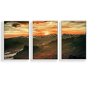 Canvas Wall Art for Living Room, Bedroom Mountain Framed Canvas Prints for Home Decoration Ready to Hang - 16"x24"x3 Panels