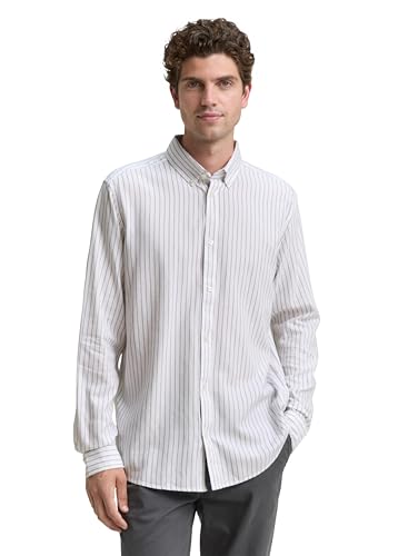 TOM TAILOR Camisa para Hombre, 38501 - White Stripe, XL
