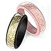 Ikonfitness Silicone Wedding Ring for Women, Two Piece Rubber Wedding Ring With Unique 3D Embossed Pattern, 6.5 mm Wide 2 Pack in Metal Box (RoseGold, Gold, 5)