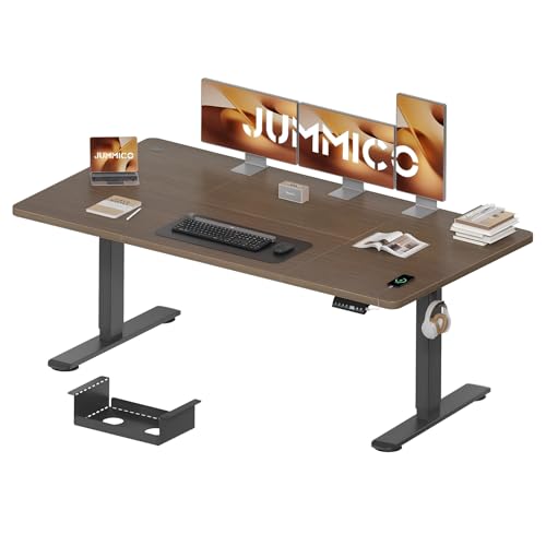 JUMMICO Höhenverstellbarer Schreibtisch 180×80 cm mit Kabelwanne & USB-Port