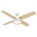 Hunter Fan Company Dempsey 52-inch Indoor Fresh White Modern Ceiling Fan With Bright LED Light Kit, Remote Control, and Reversible WhisperWind Motor Included