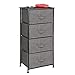 mDesign Vertical Dresser Storage Tower - Sturdy Steel Frame, Wood Top, Easy Pull Fabric Bins - Organizer Unit for Bedroom, Hallway, Entryway, Closets - Textured Print - 4 Drawers - Charcoal Gray/Black