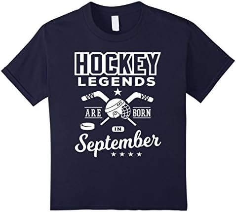 Kids Hockey Legends Are Born In September Birthday Gift T-shirt 10 Navy