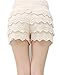 MULLSAN Women's Fitted Scallop Hem Crochet Tiered Lace Sexy Shorts (X-Large, White)