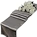 MDS 10 PCS Satin Table Runners 12 x 108 Inch Charmeuse Sateen Silk Table Runner for Indoor Outdoor Wedding Reception Birthday Graduation Party Event Banquet Dining Table Decoration - Silver Gray