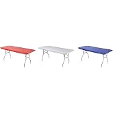 Kwik-Covers Rectangular Fitted Plastic Table Covers, 6' x 30" (6 Feet), Red, White, Blue