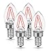 LED Red Light Bulb, DORESshop C7 No Dimmable LED Filament Bulb, 20Watt Equivalent(2W), 200LM, 110V E12 Candelabra Screw Base Light Bulbs for Christmas, Nightlight, Indoor/Outdoor lighting, 4Pack