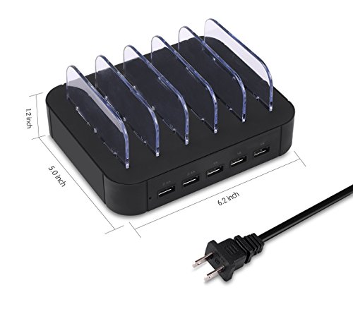 Univeral Detachable 5-Port USB Charging Station with Removable Baffles Organizer for Virtually All Other USB Enabled Devices