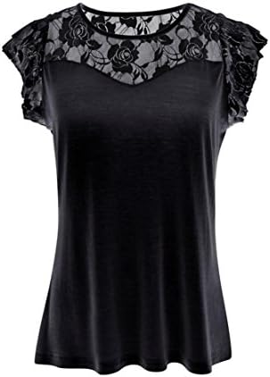 Bringbring Womens Casual Solid Lace T-Shirt Tops