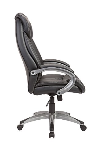 Christies Home Living Leather White Stitch Comfortable Adjustable Chairs, Office Chairs, Black - Thumbnail 2