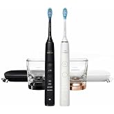 PHILIPS Battery Powered Sonicare Diamond Clean Rechargeable Toothbrush for Complete Oral Care 2-Pack Handles （Black