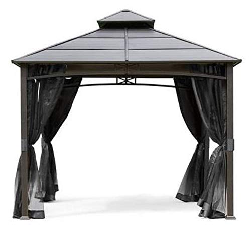 Patio Gazebo. Patiotrends Heavy Duty Resists Rust, Corrosion and Chipping Hard Top Patio Gazebo Includes Netting for Added Shade & Privacy (10 ft X 12 ft)