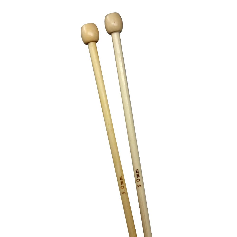 Eco-Friendly Single Point Natural Bamboo Knitting Needles 35cm x 4mm-25mm (5mm)